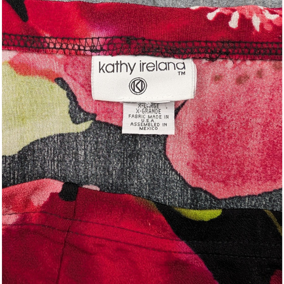 Vintage Kathy Ireland Skirt Womens XL Floral Slinky Pull On 90s Phoebe Buffet - Picture 5 of 6